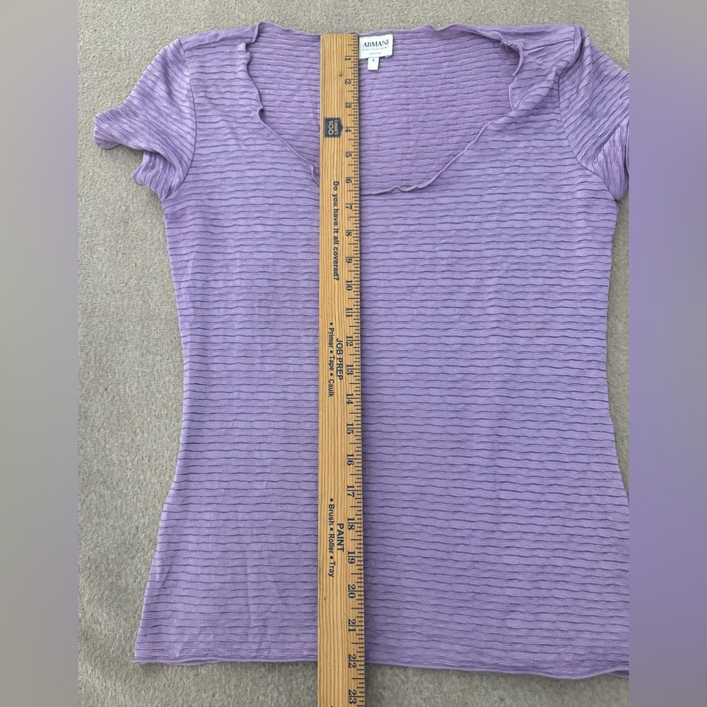 ARMANI COLLEZIONI Lightweight Cap Short Sleeve Women Top Purple Stripes Size 6 - Picture 5 of 6